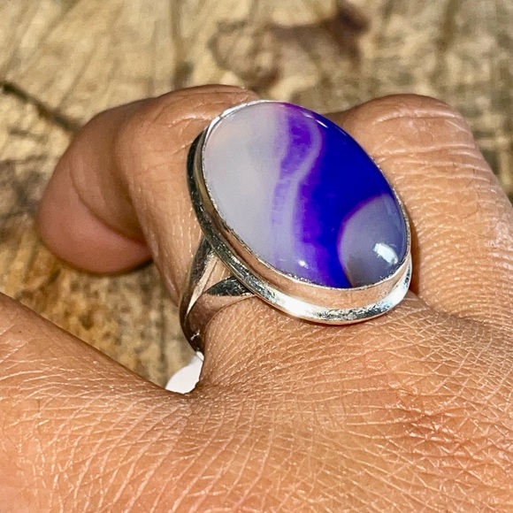Purple Lace Agate Ring Size 10 1/2 - Picture 5 of 7